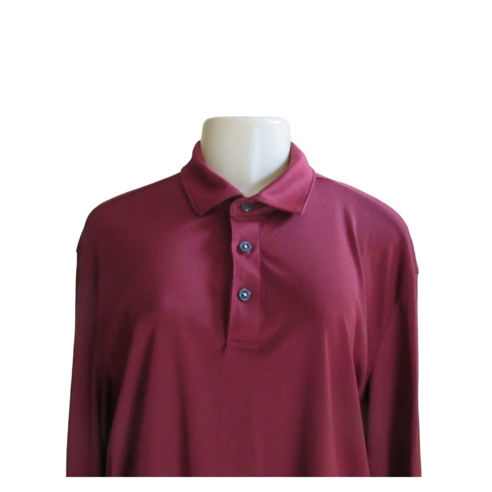 Untuckit Men's Long Sleeve Polo Style Stretch Cotton Shirt in Maroon Size Large - Picture 2 of 5